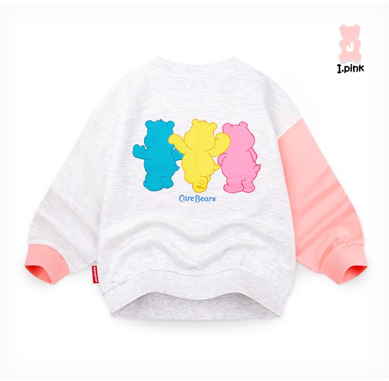 韓國 Jelispoon - (聯名款)熊熊好友印長袖套裝-粉X淺灰