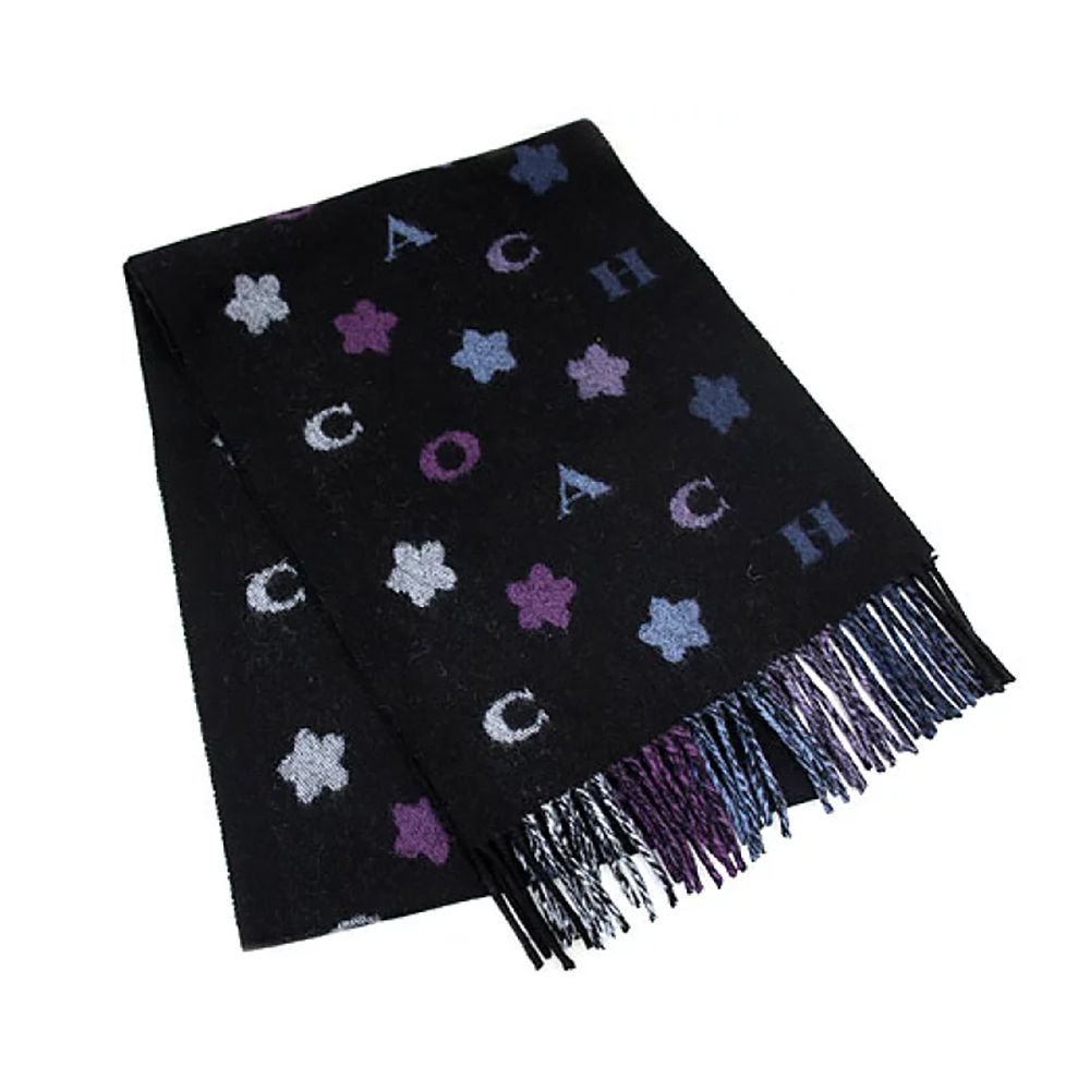 COACH - 印花雙面圍巾 (繽紛星星藍紫)