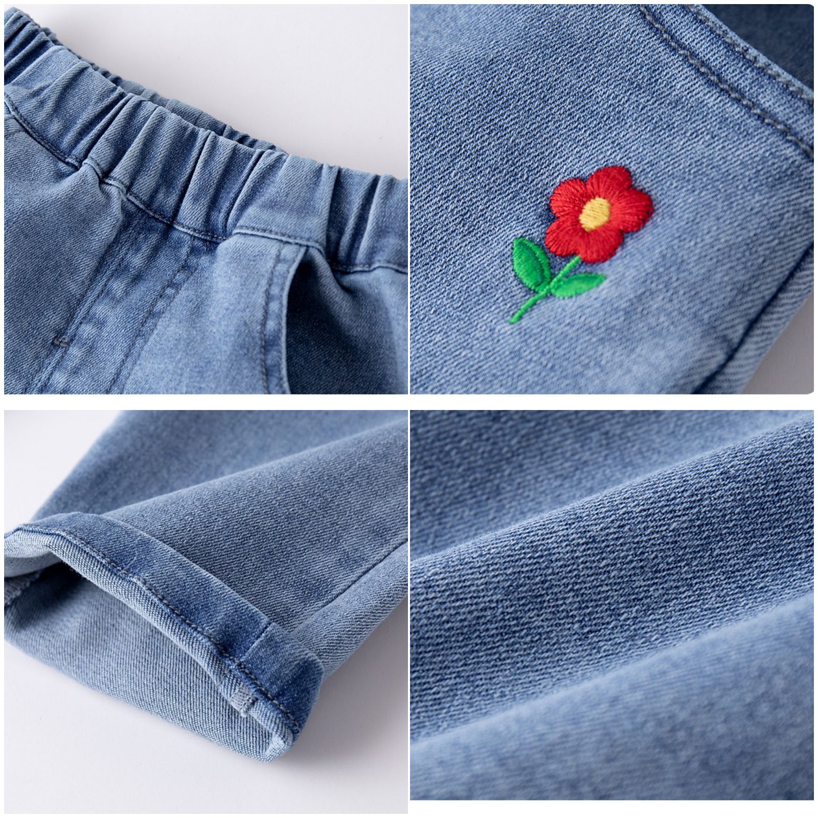 帥氣牛仔長褲-小花