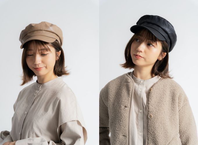 日本 jou jou lier - 合成皮質報童帽-02 米 (FREE)