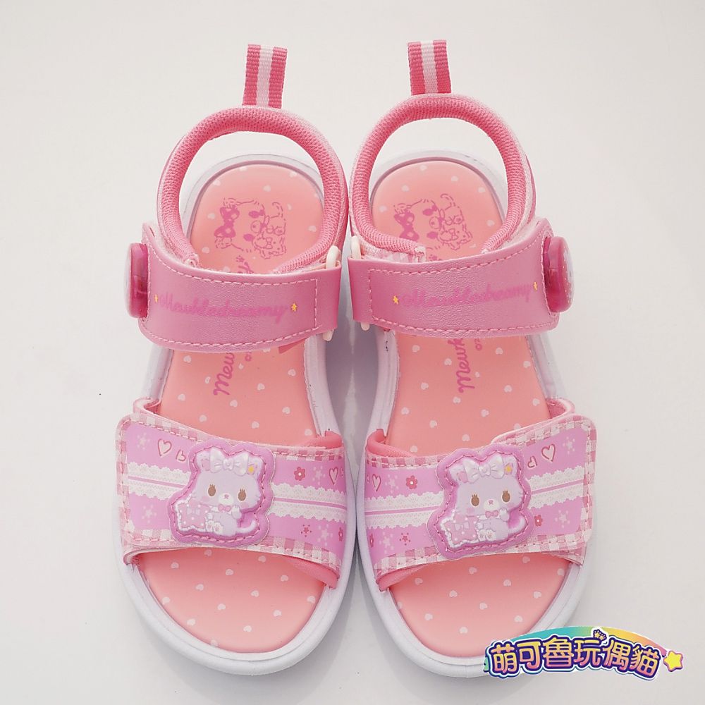 萌可魯玩偶貓 - 台灣製電燈涼鞋(中小童段)-粉