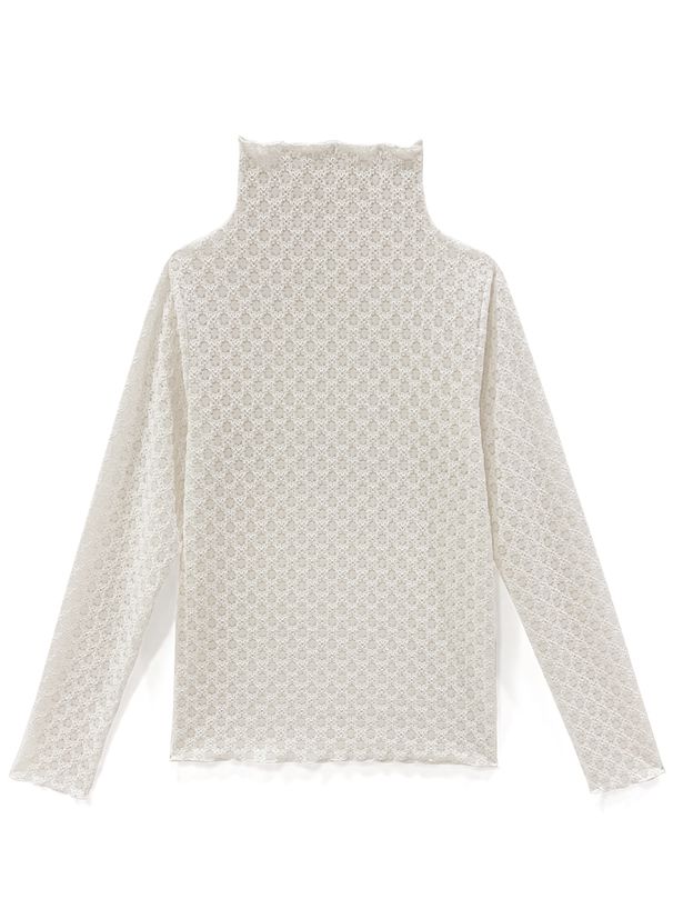 日本 GRL - 優雅花蕾絲長袖上衣/內搭-天使白