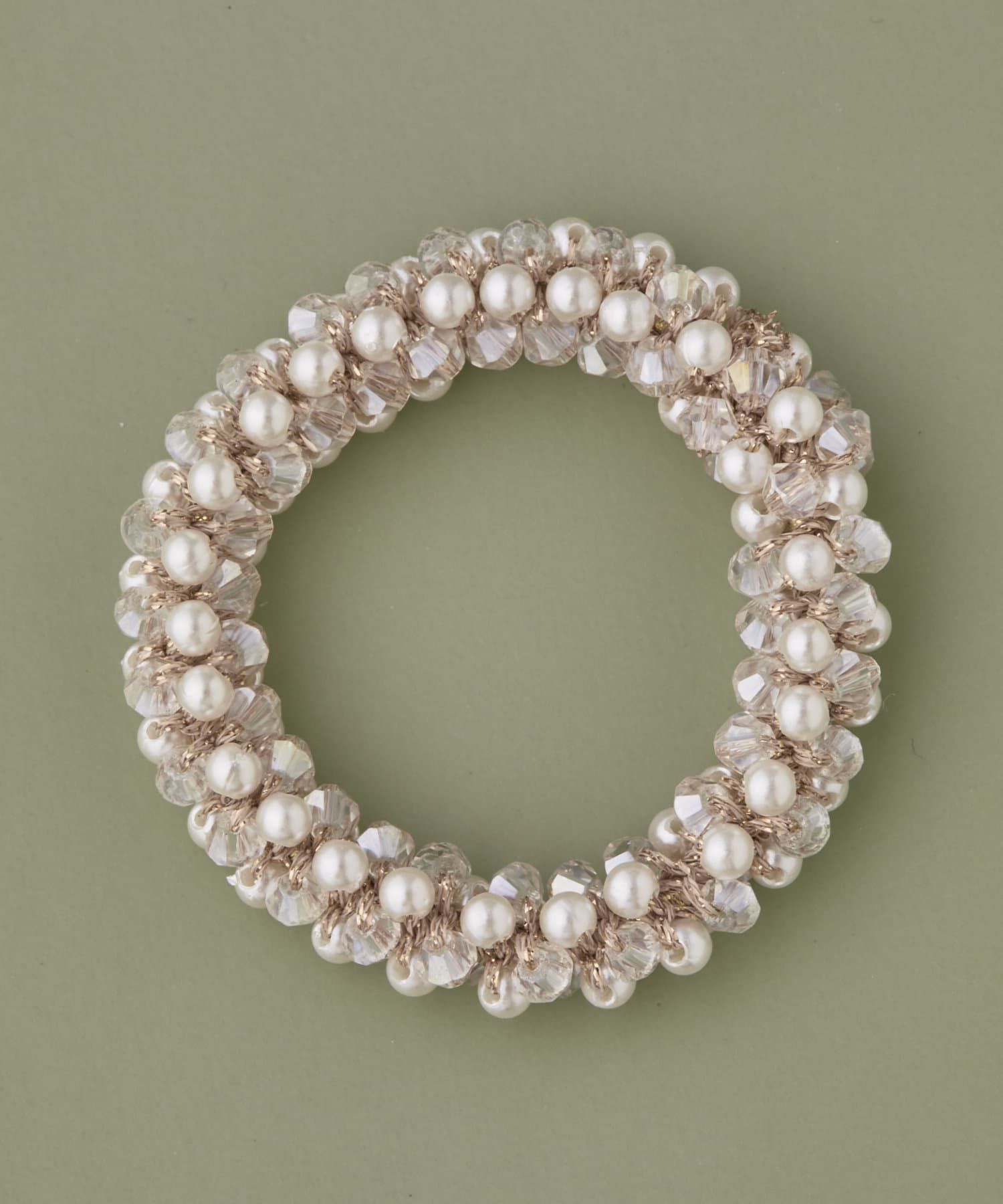 日本 Lattice - 簡約甜美水鑽珍珠髮圈-水藍