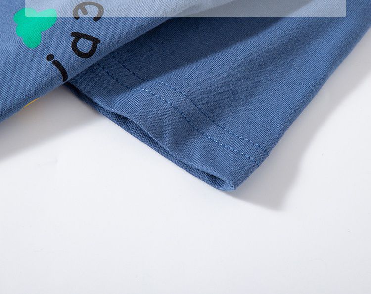 BE TOP - 純棉短袖上衣-恐龍出遊-海軍藍