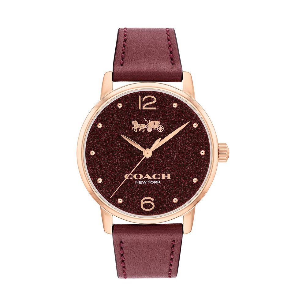 簡約時尚皮革腕表 (酒紅)