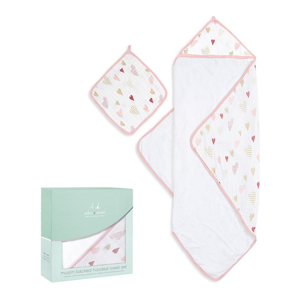 Aden+Anais - 包巾-愛心點點 (90 x 90 cm)