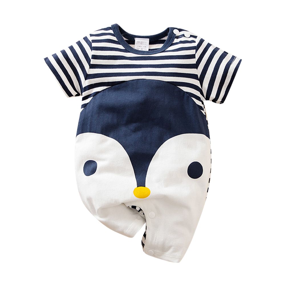 JoyNa - 棉質短袖包屁衣 短袖嬰兒服-企鵝