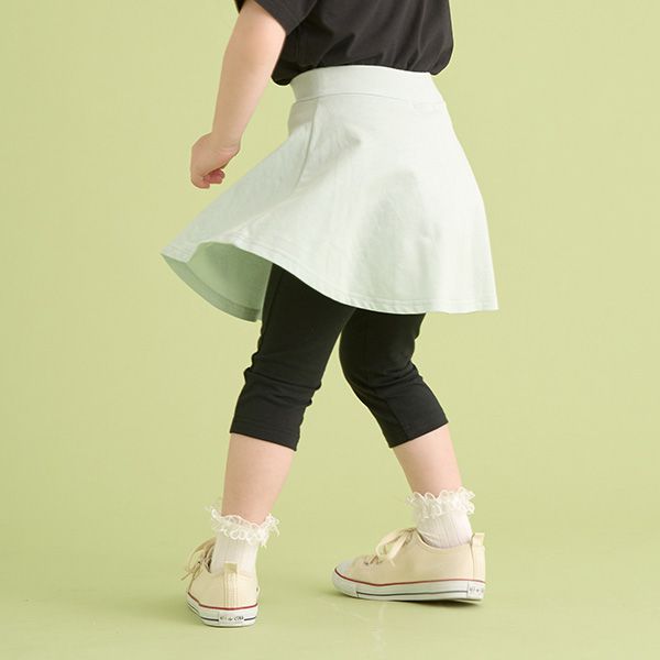 日本 Lycee mine - 波浪甜美彈性內搭褲裙(6分丈)-薄荷綠