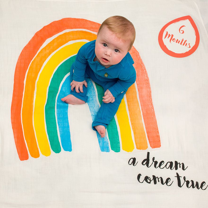 加拿大 lulujo - 寶寶成長包巾卡片組-彩虹