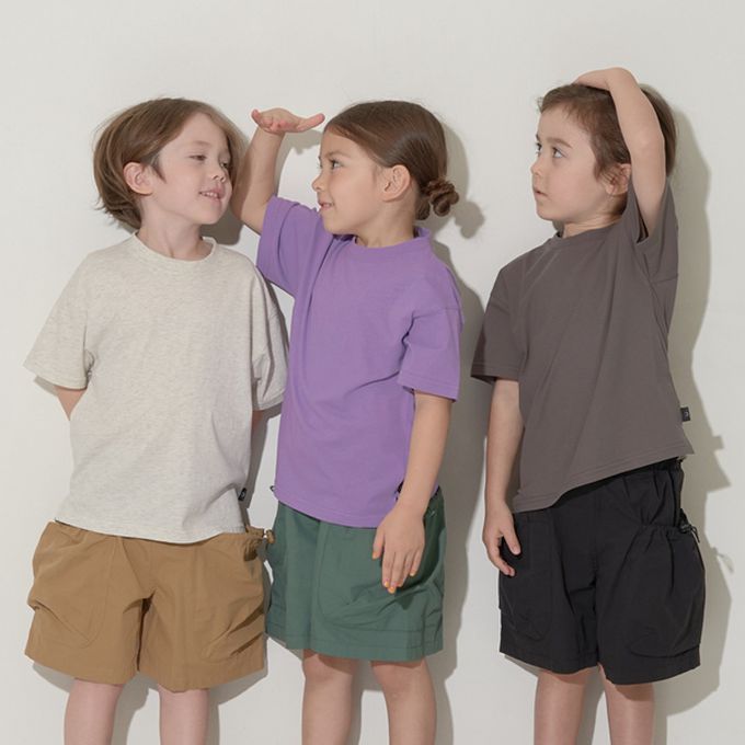 日本 b-ROOM - [低價]純棉柔軟素色T恤-炭灰