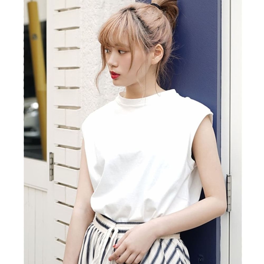 日本 zootie - Design+ 透氣肩線修飾無袖上衣-白