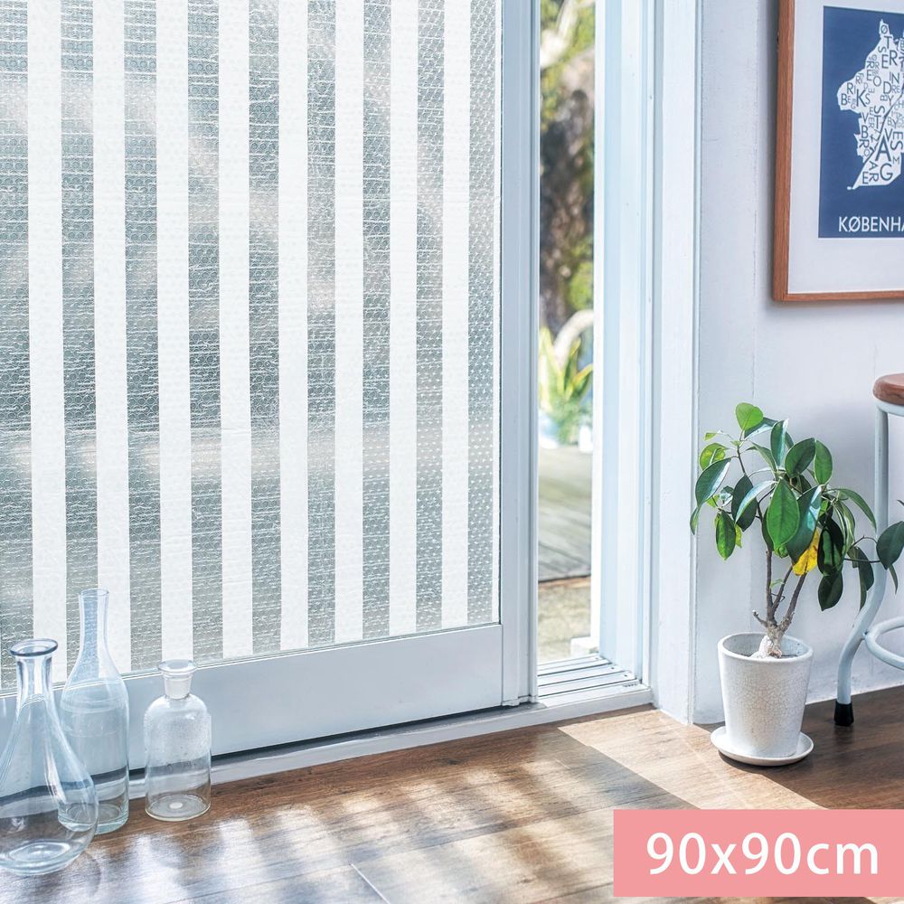 日本千趣會 - 日本製 95%抗UV光影窗貼(氣泡黏貼式)-直條紋