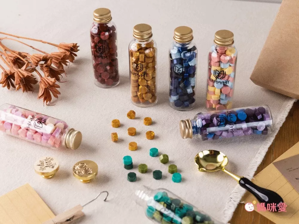 HAPPYMT - 客製火漆章封蠟超值組-金色蠟粒-25mm圓章
