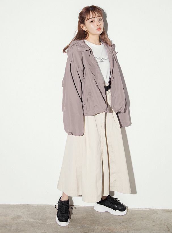 日本 GRL - 修身顯瘦寬版連帽外套-淺杏