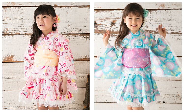 日本服飾代購 - 100%棉 改良式澎澎裙和風浴衣3件組-紫陽花-深藍