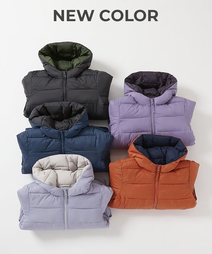 日本 devirock - 2Ｗay防風保暖纖維羽絨連帽外套(可機洗)-炭灰x茶綠