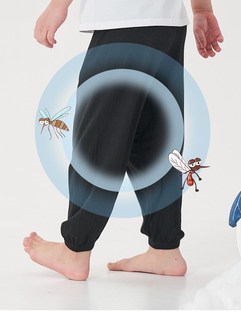 冰絲涼感素色螺紋防蚊褲/空調褲-棕色