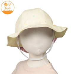 akachan honpo - 圓頂帽-愛心蝴蝶結遮陽布-象牙白色