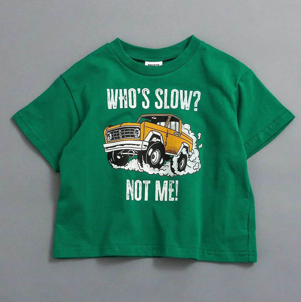 100%棉 美式印花短袖上衣-吉普車-濃綠