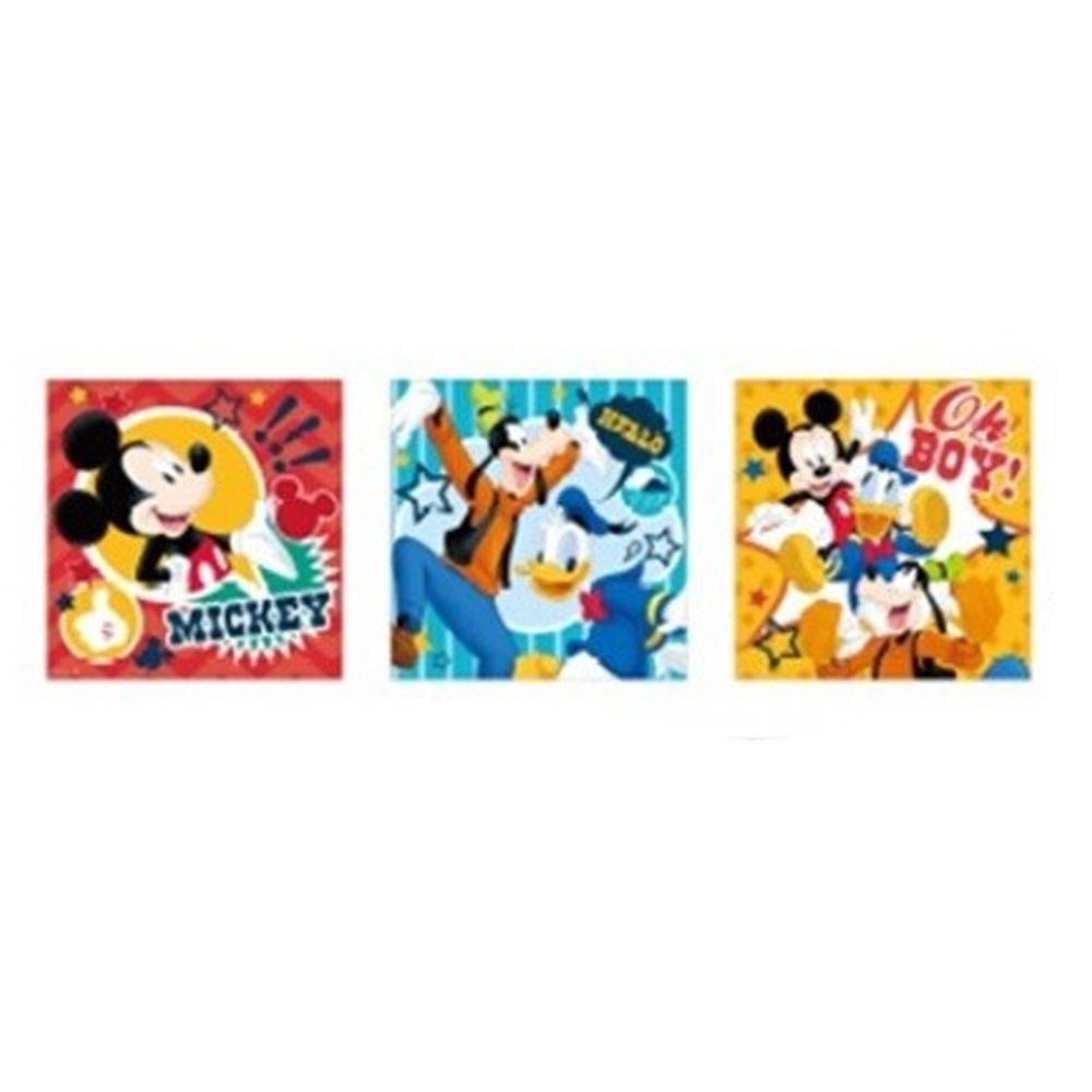 日本代購 - 卡通方形手帕三件組-歡樂米奇好友 (30x30cm)