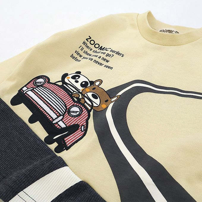 日本 ZOOLAND - 春季出遊印花長袖上衣-熊熊兜風-薄荷綠