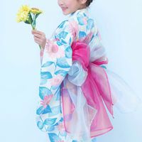 日本 devirock - 2way穿搭浴衣洋裝華麗4件組-向日葵-白綠
