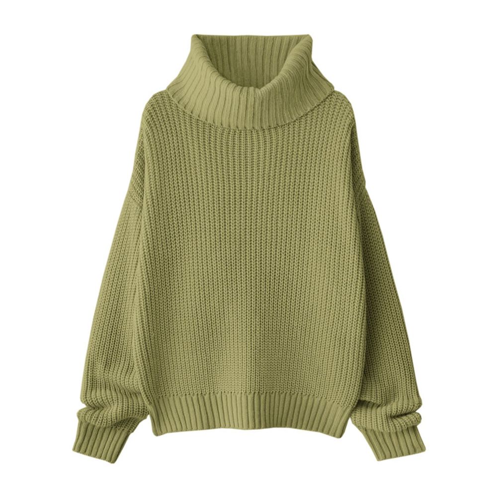 日本 GRL - 超寬鬆高領針織毛衣-黃綠