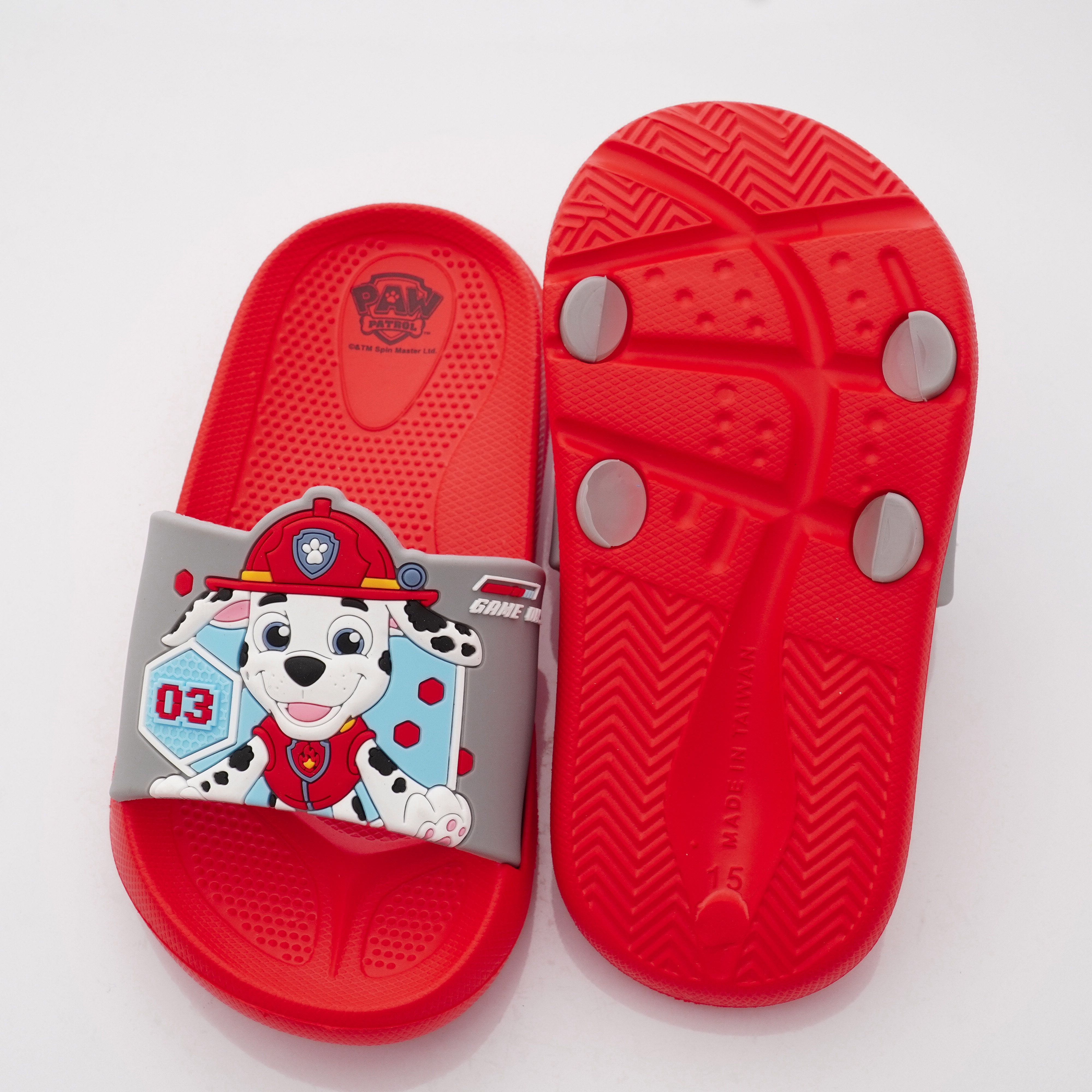 汪汪隊立大功 - 卡通童鞋-毛毛輕量拖鞋款(中小童段)-紅