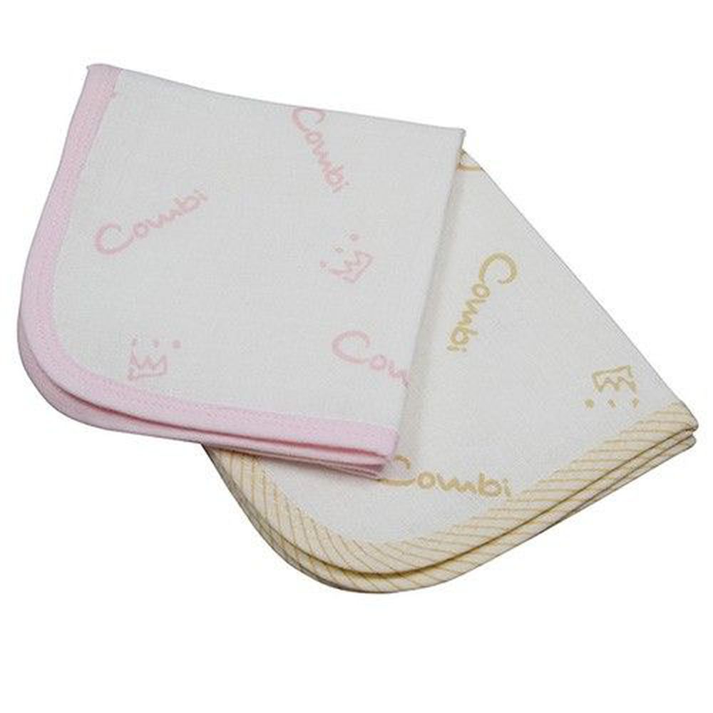 日本 Combi - 經典六層紗小方巾(2入裝)-粉+褐