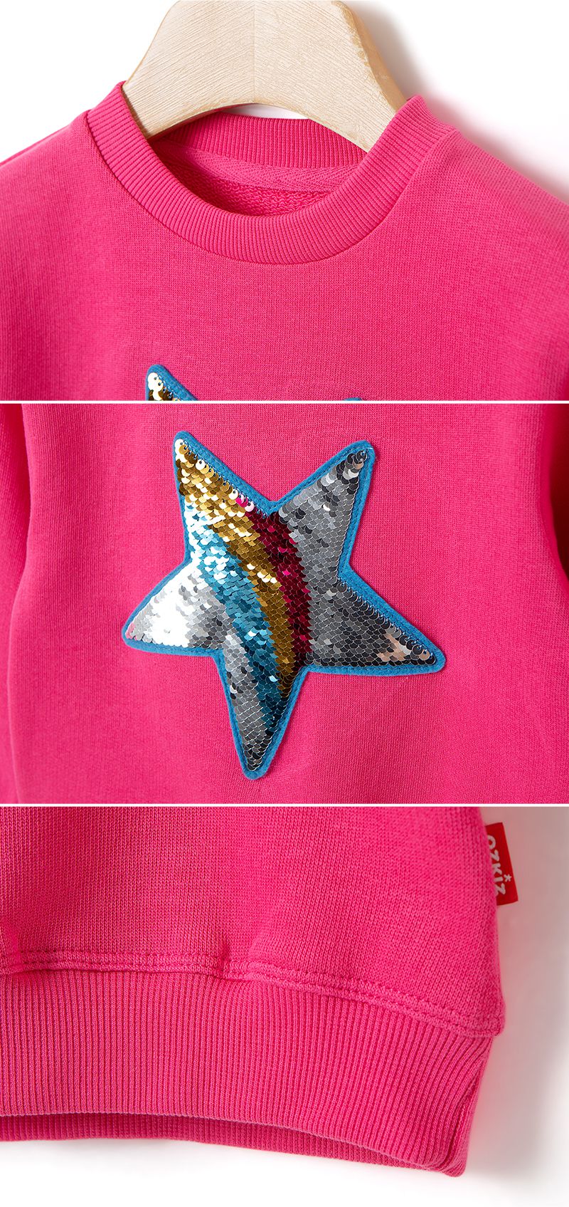 韓國 OZKIZ - 閃亮變色長袖大學T-深藍流星