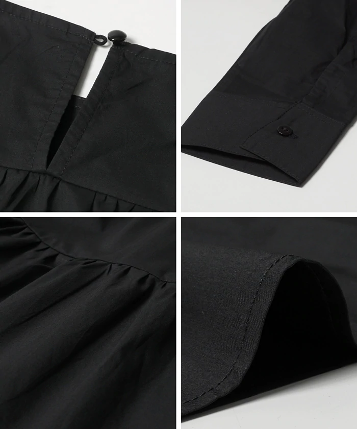 日本 COCA - 純棉氣質超寬鬆A字蛋糕層次長袖洋裝-紫