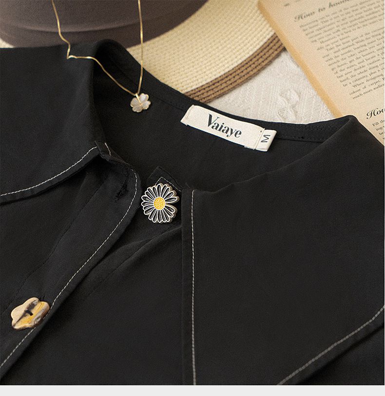 氣質彼得潘領長袖襯衫-白色