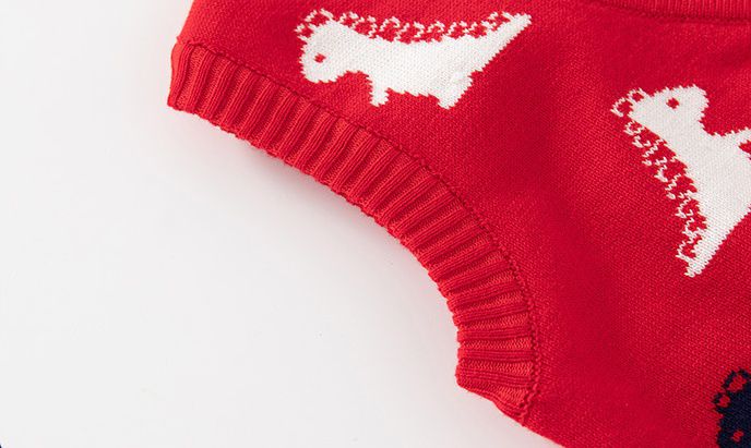 WELLKIDS - V領針織開衫背心-滿版小恐龍-黃色