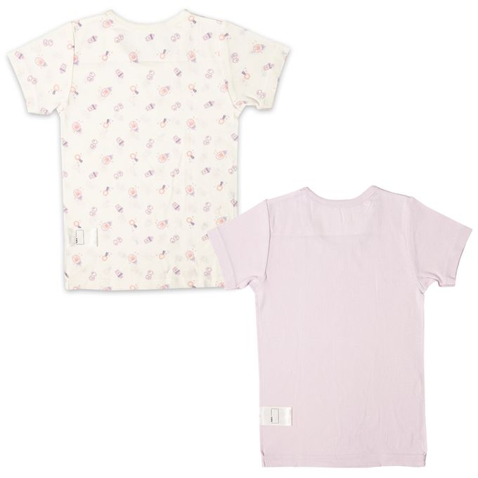 akachan honpo - 短袖圓領速乾上衣-2件組 化妝品-紫色