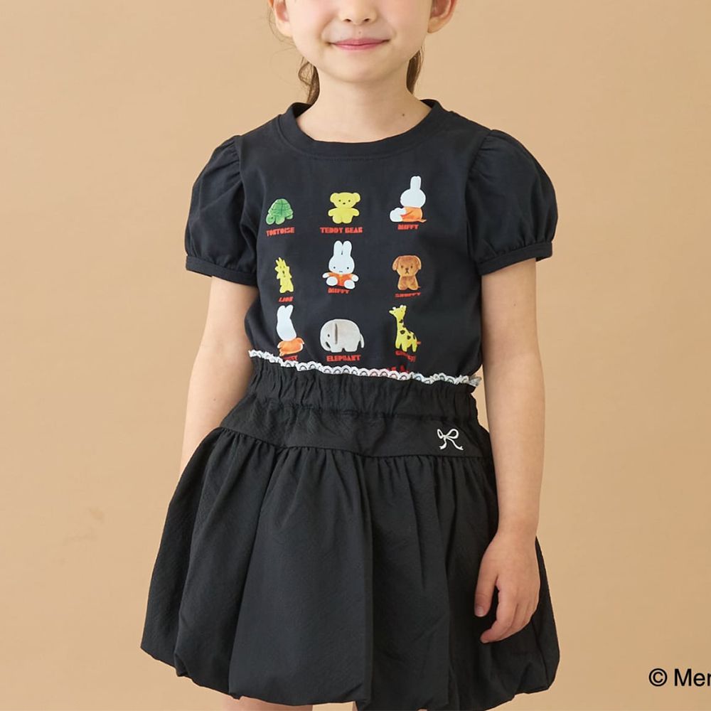 miffy聯名 速乾抗皺印花泡泡短袖上衣-黑