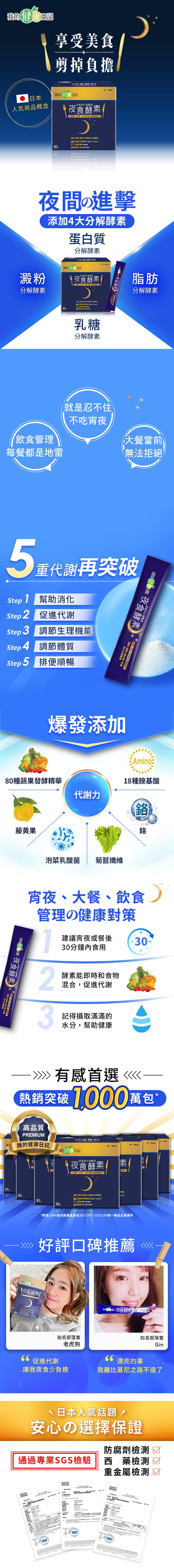 我的健康日記 - 夜食酵素(30包/盒)x2盒 +夜美孅酵素(30包/盒)