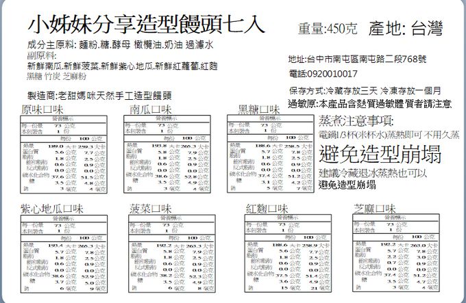 老甜媽手工饅頭 - 小姐妹分享造型饅頭七入-450克