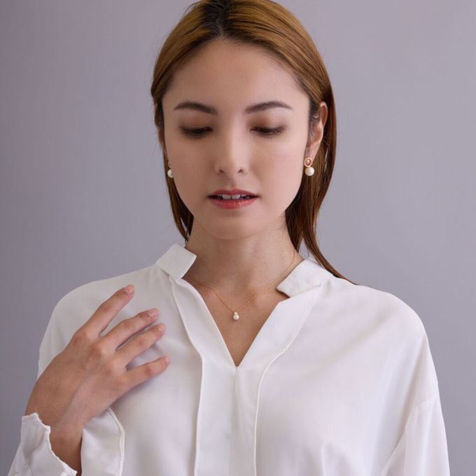 日本 Melody Accessory - 日本製 葫蘆形寶石珍珠疊搭項鍊-金