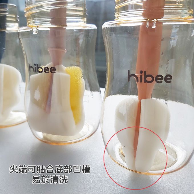正韓 hibee - 極柔細水壺/杯子/保溫瓶/奶瓶 雙面萬用海綿刷(5入組)_雙頭雲朵海綿刷+海綿隙縫刷-HFB005