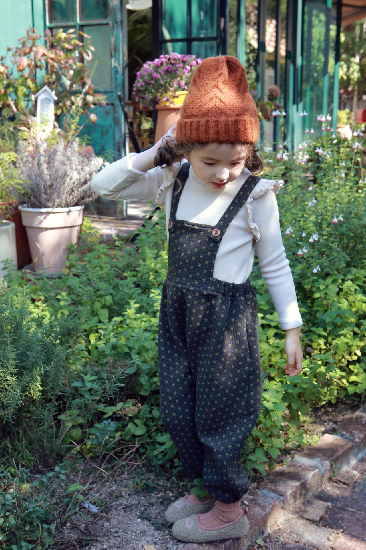 韓國 PuellaFLO - 倒V針織毛帽-杏