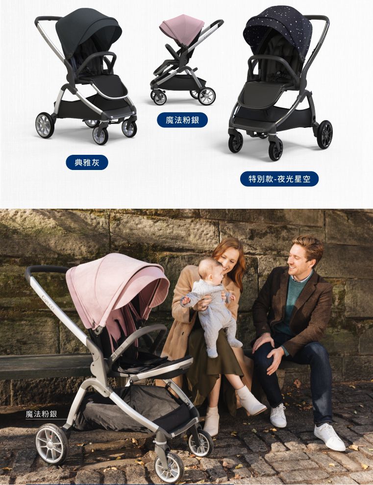 美國卡普奇Capucci - 雙向高景觀自動秒收車-粉-贈新生兒頭枕+蚊帳+杯架