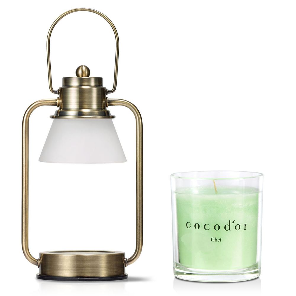 韓國 cocodor - 融燭燈香氛療癒1+1超值組-小型融燭燈-金色*1+香氛蠟燭-大師香調-130g*1