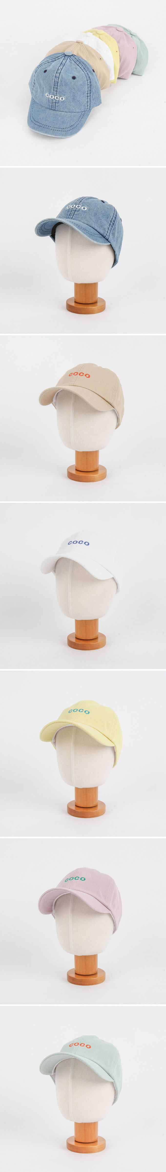 韓國 Babyblee - 正韓製coco刺繡印兒童老帽-湖綠 (FREE[頭圍約48~51cm])