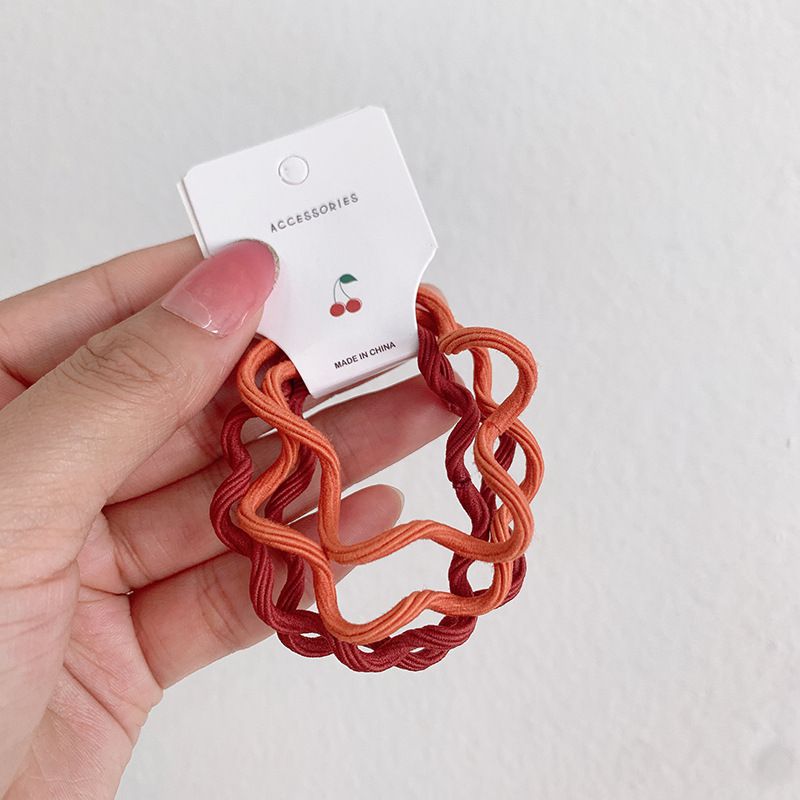 波浪造型兒童髮圈4入組-咖啡色