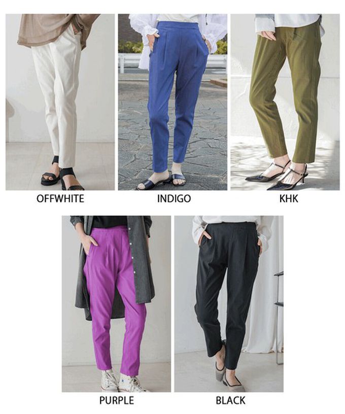 日本 Bab - 接觸冷感 UVcut定番美腳九分褲-葡萄紫