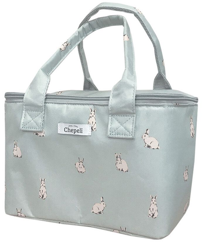 日本 Chepeli - 印花保溫保冷方形手提便當袋-小刺蝟-開心果綠 (15x25x13.5cm)