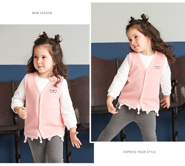 麗嬰房 Little moni - 眼鏡刺繡內抓絨背心-粉紅