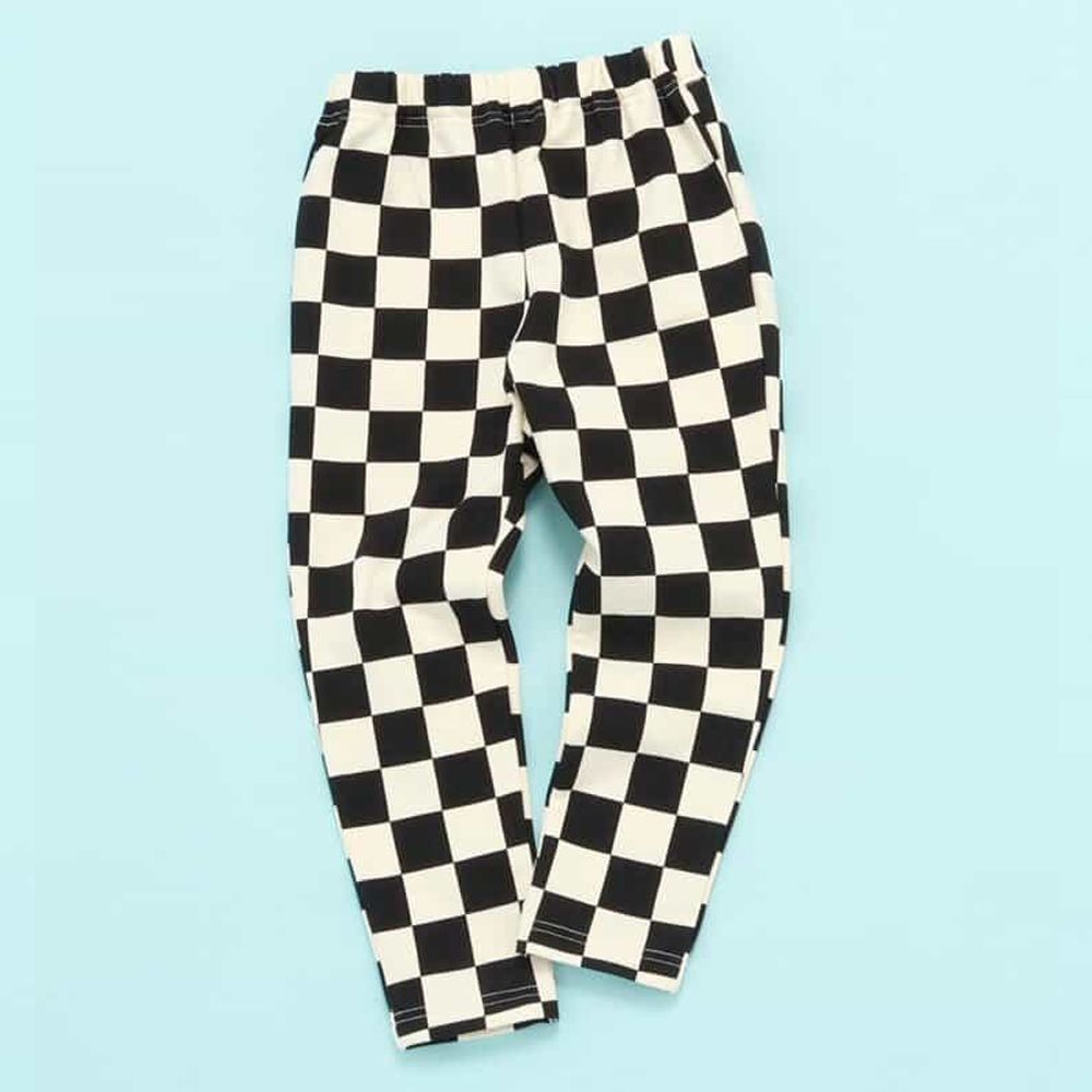 DAISUKI 可愛百搭彈性九分褲-棋盤格-黑白