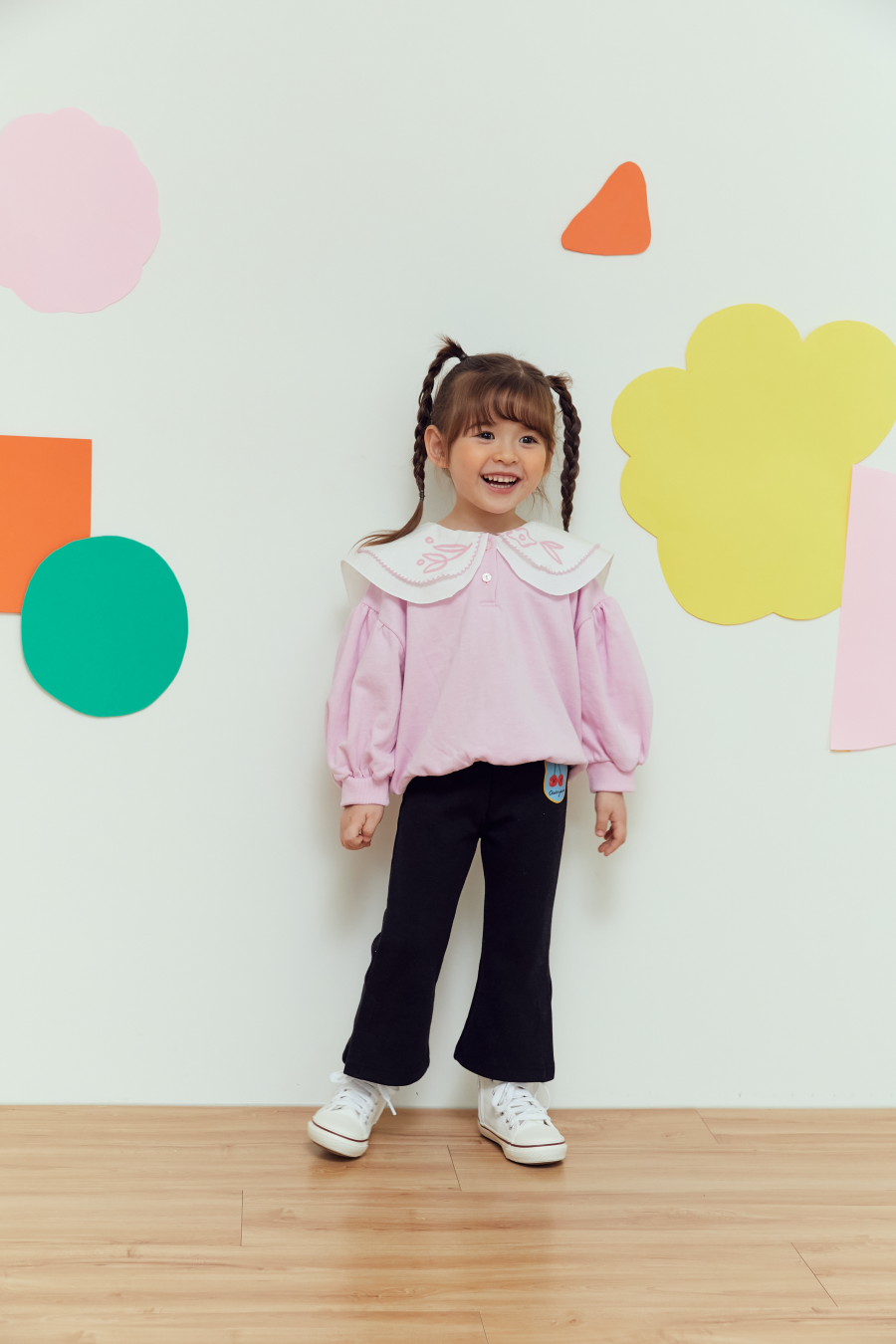 韓國 MINIATURE - 蘋果彈力喇叭褲-黑