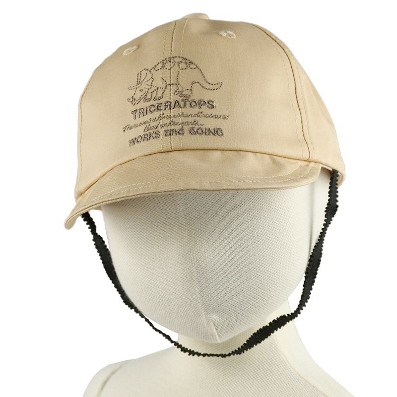 akachan honpo - 棒球帽-恐龍刺繡-淺卡其色